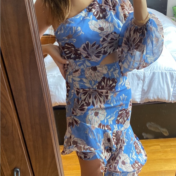 Alexis one shoulder blue/floral dress - Picture 4 of 4